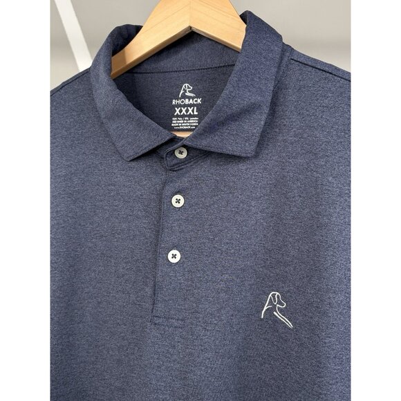 RHOBACK Golf Polo Mens 3XL Heather Blue Performance Stretch Short Sleeve Shirt - Picture 3 of 12